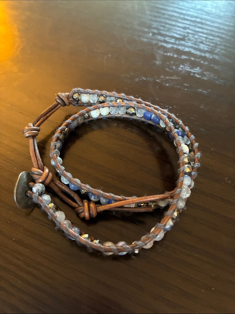 Chan Luu Blue and Brown Multi‑Wrap Beaded Bracelet